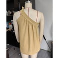 thumbnail image 3 of Blusa amarilla sin mangas con cordones y pliegues en el busto para un estilo cotidiano, talla M Blusa de verano con lazo, 3 of 4