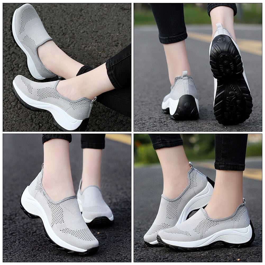 EXHUMKY Women's Grey Hiking Shoes Lightweight Breathable Outdoor Footwear Comfortable for Walking and Trekking