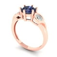 thumbnail image 2 of 1.72 ctw 3 Stone Anniversary Ring for Women | Round Cut Simulated Blue Sapphire | Hyperallergenic Solid 18K Rose Gold, 2 of 5