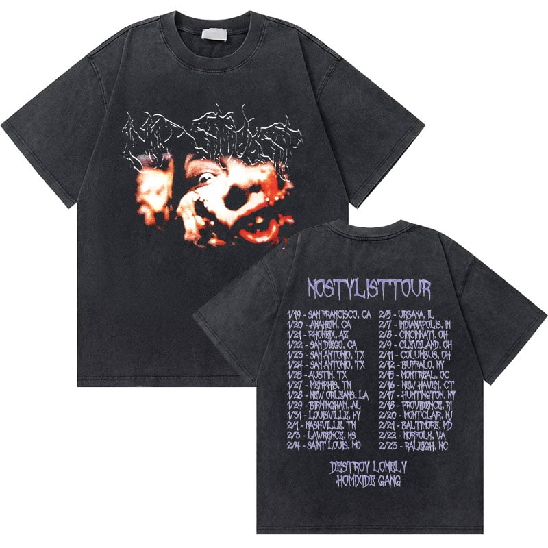 Homixide Gang Tシャツ ブラック Mサイズ Hip Hop Washed Vintage Rapper Destroy Lonely No Stylist Tour