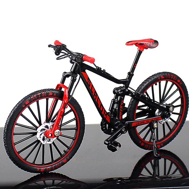 Jinsinto mini Modèle Réduit de Bicyclette en Alliage 1:10 Ornement de Simulation de Bureau Vélo de Montagne pour Doigts Jouet, Rouge