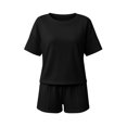 thumbnail image 6 of FAHUOMU Womens Pajamas Set 2 Piece Short Sleeve Crewneck Tops With Elastic Waist Shorts Sleepwear Soft Breathable Loungewear, 6 of 10