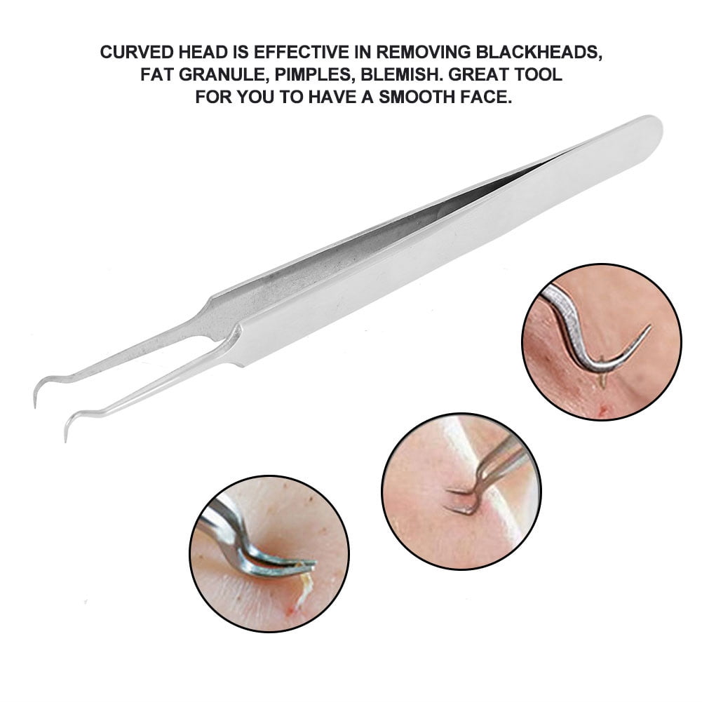 Tebru Stainless Steel Blackhead Removal,Curved Stainless Steel