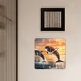 thumbnail image 3 of 12 Inch Wall Clock Battery Operated Square Clock Decorative for Office, Kitchen, Outdoor, Living Room，Dolphins Sunset Painting Style, 3 of 4