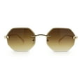 thumbnail image 5 of Bevel Octagonal Gangster Rimless Jaguar Head Hinge Showy Sunglasses Gold - Brown, 5 of 7