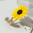 thumbnail image 6 of Opvise Women Brooch Sunflower Shape Rhinestone Decor Anti-slip Shoulder Bag Suit Coat Collar Hat Scarf Decoration Clothes Pin Party Prom Bride Wedding Garment Jewelry, 6 of 7