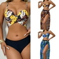 thumbnail image 2 of Yokua 3 Pcs Split Bathing Suit for Women Flower Print Swimwear Push Up Swimsuit, 2 of 16