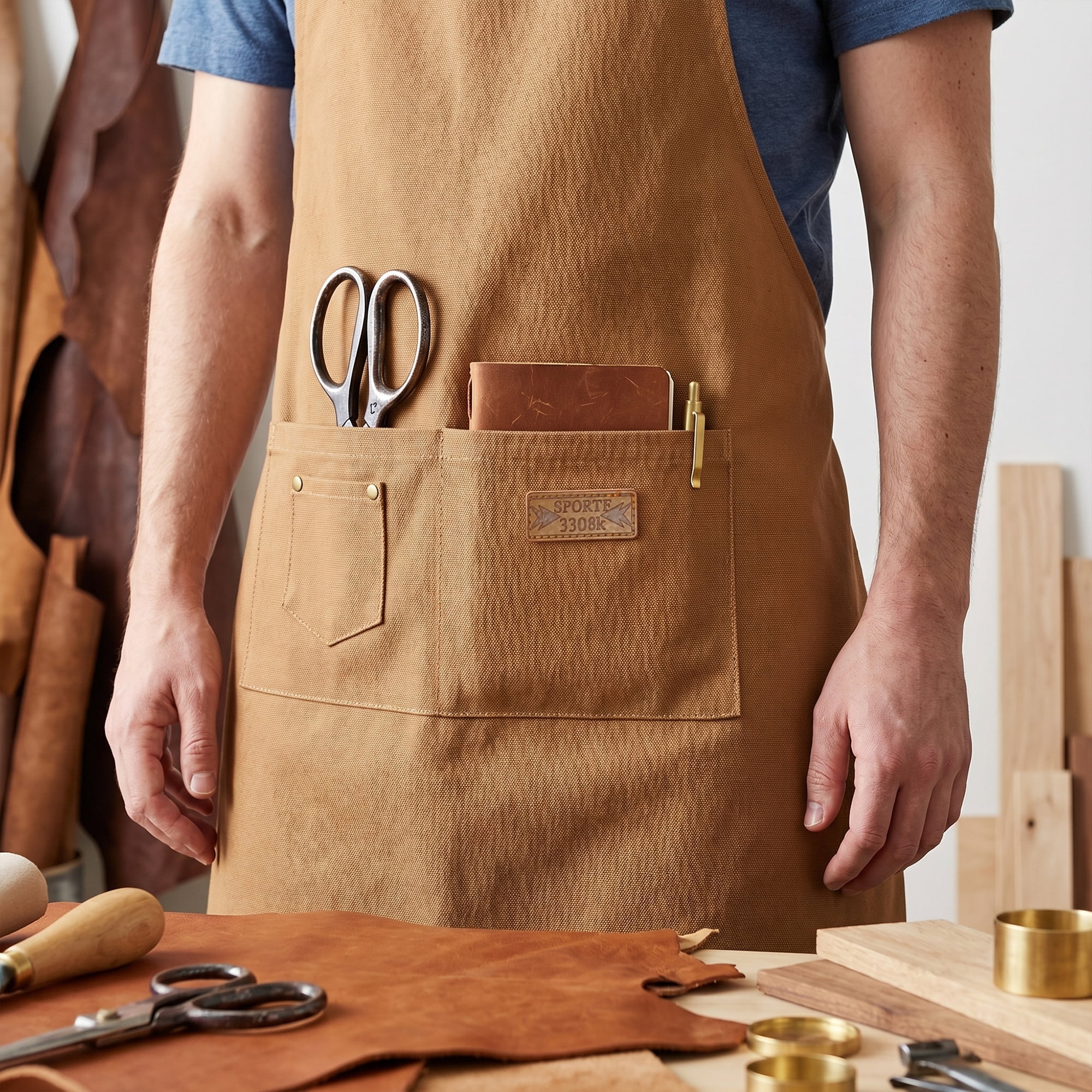 Unique Bargains Adjustable Cooking with Spacious Pockets Brown