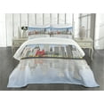 thumbnail image 3 of Ambesonne Detroit Quilted Bedspread Set 3 Pcs, Cityscape Skyscrapers, Queen Size, Multicolor, 3 of 5