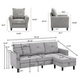 thumbnail image 6 of Soscana Sectional Sofa 3 Seat L Shaped Couch with Storage Ottoman & Accent Chair,Modern Living Room Furniture Set for Small Space Home Apartment Office Studio, 6 of 8