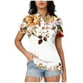 thumbnail image 1 of Blusas para las Mujeres Impresión Casual Manga Corta Turndown Collar Botón Superior, Tops Cortos para las Mujeres, 1 of 9