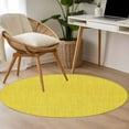 thumbnail image 5 of Yellow 4ft Round Rug, Farmhouse Burlap Solid Yellow Color Modern Linen Texture Non-Skid Rubber Backing Large Area Rugs - Living Room Bedroom Home Office, Indoor Floor Mat Carpets Washable Rug, 5 of 9