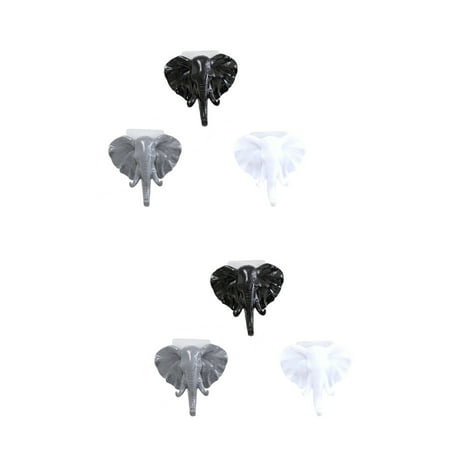 

6 pcs Creative Hook Elephant Nose Seamless Decorative Wall Hanging Living Room Bedroom Stick Hook Kitchen Wall Hanger (Black + White + Grey)