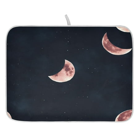 

Crescent Moons Dish Drying Mat for Kitchen Quick Drying Absorbent Soft Durable 18 x 24
