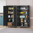 thumbnail image 3 of Kitchen Pantry Storage Cabinet with Adjustable Shelves Metal Cupboard Storage Cabinet with Adjustable Feet Pantry Cabinet for Kitchen, Living Room Dinning Room Bathroom. (Black, 61 inch), 3 of 13