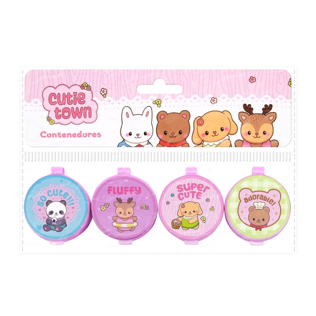 Contenedores Prichos Cutie Town de Plástico 1 Paquete con 4 Piezas