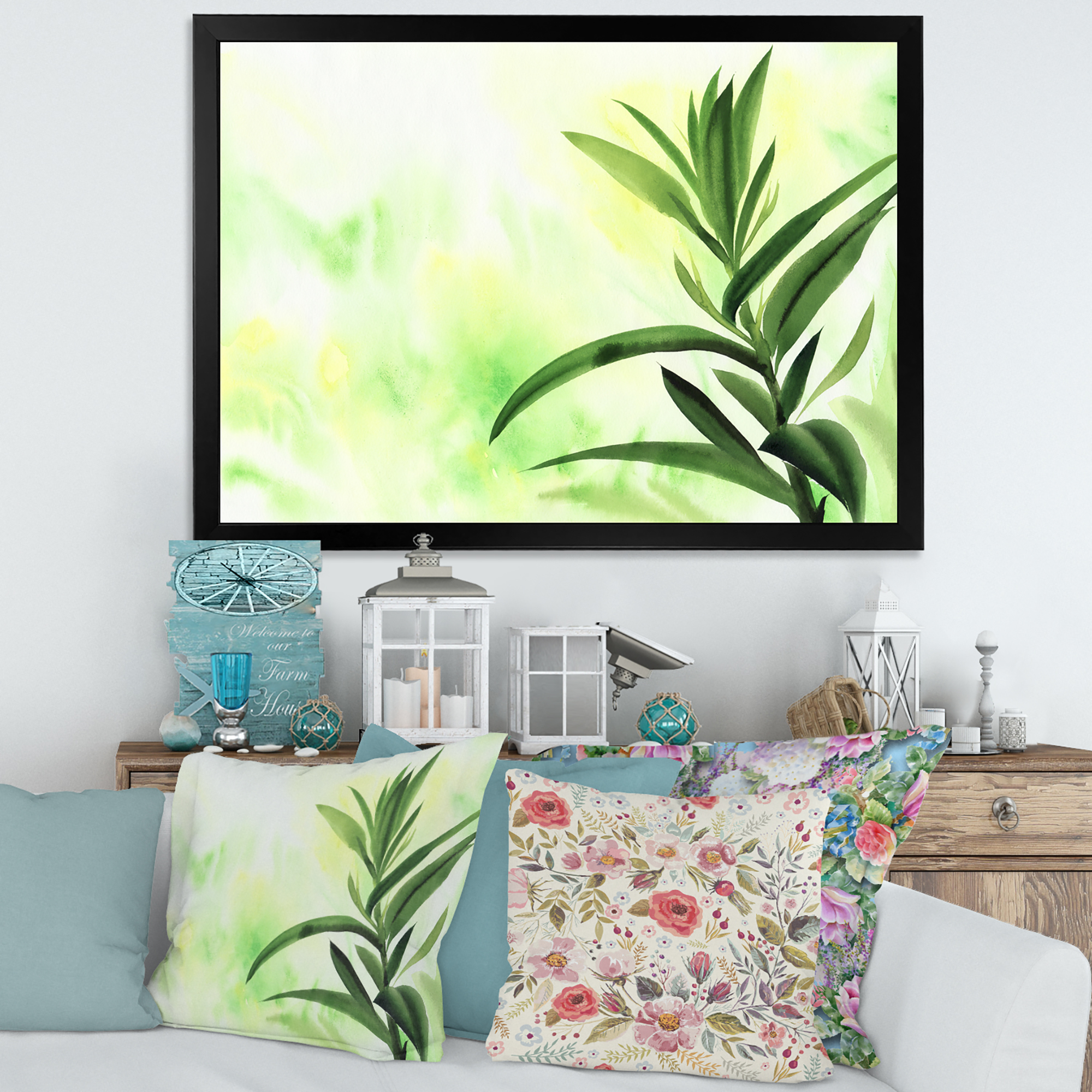 Designart 'Bamboo Palm Detail I' Traditional Framed Art Print