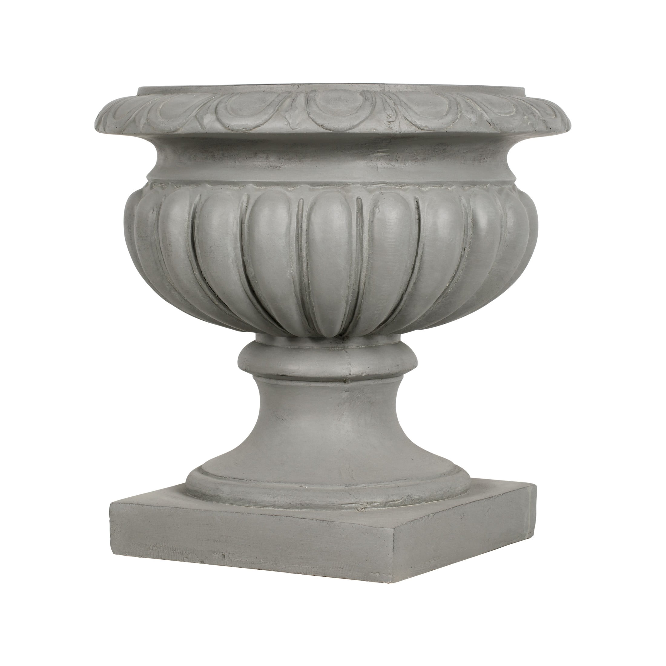 Christopher Knight Home 18.11" Pedestal Urn Planter, MGO Flower Pot with Scrollwork, Gray