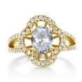 thumbnail image 2 of Gem Stone King 1.87 Ct Oval White Topaz 18K Yellow Gold Plated Silver Ring (Size 7), 2 of 4