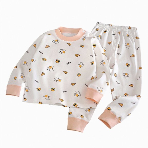 masbird Little Boys Girls Pajamas Toddler Clothes Cotton 2 Pieces Pjs Kids Jammies Sets Fall Winter Sleepwear for 6-24 Months 2 3 4 5 6 7 8 9 T Children(Orange,4-5 Y)
