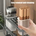 thumbnail image 4 of PPgejGEK Kitchen Knife Storage Rack, Multi-Functional Countertop Cutting Board and Chopsticks Holder, 24x22x16cm/9.45x8.66x6.3in, Stainless Steel, with Drip Tray, 4 of 6