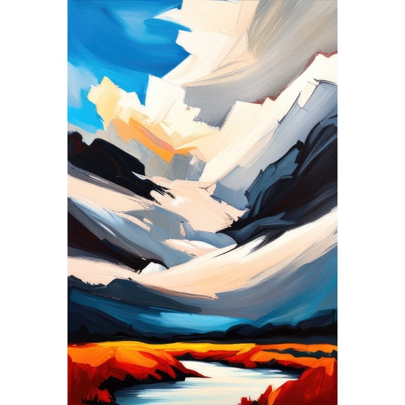 Abstract River Landscape Digital Painting - 12" x 18" Art Print Wall Decor