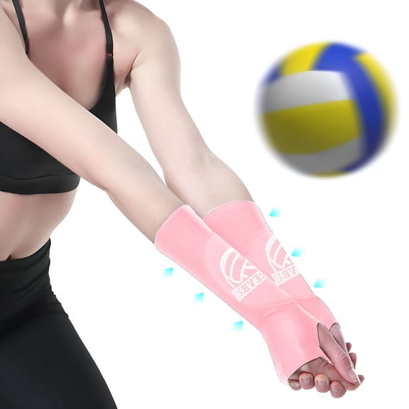 TELOLY Volleyball Arm Sleeves, Black Forearm Pads, Protective Sleeve Gloves with Thumb Holes for Women and Teen Youth, Medium