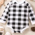 thumbnail image 4 of Gibobby Mameluco niña de manga larga de otoño a cuadros de algodón Unisex para bebé recién nacido, diademas, ropa(Negro, 6-12 Meses), 4 of 5