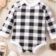 thumbnail image 4 of Gibobby Mameluco niña de manga larga de otoño a cuadros de algodón Unisex para bebé recién nacido, diademas, ropa(Negro, 18-24 Meses), 4 of 5