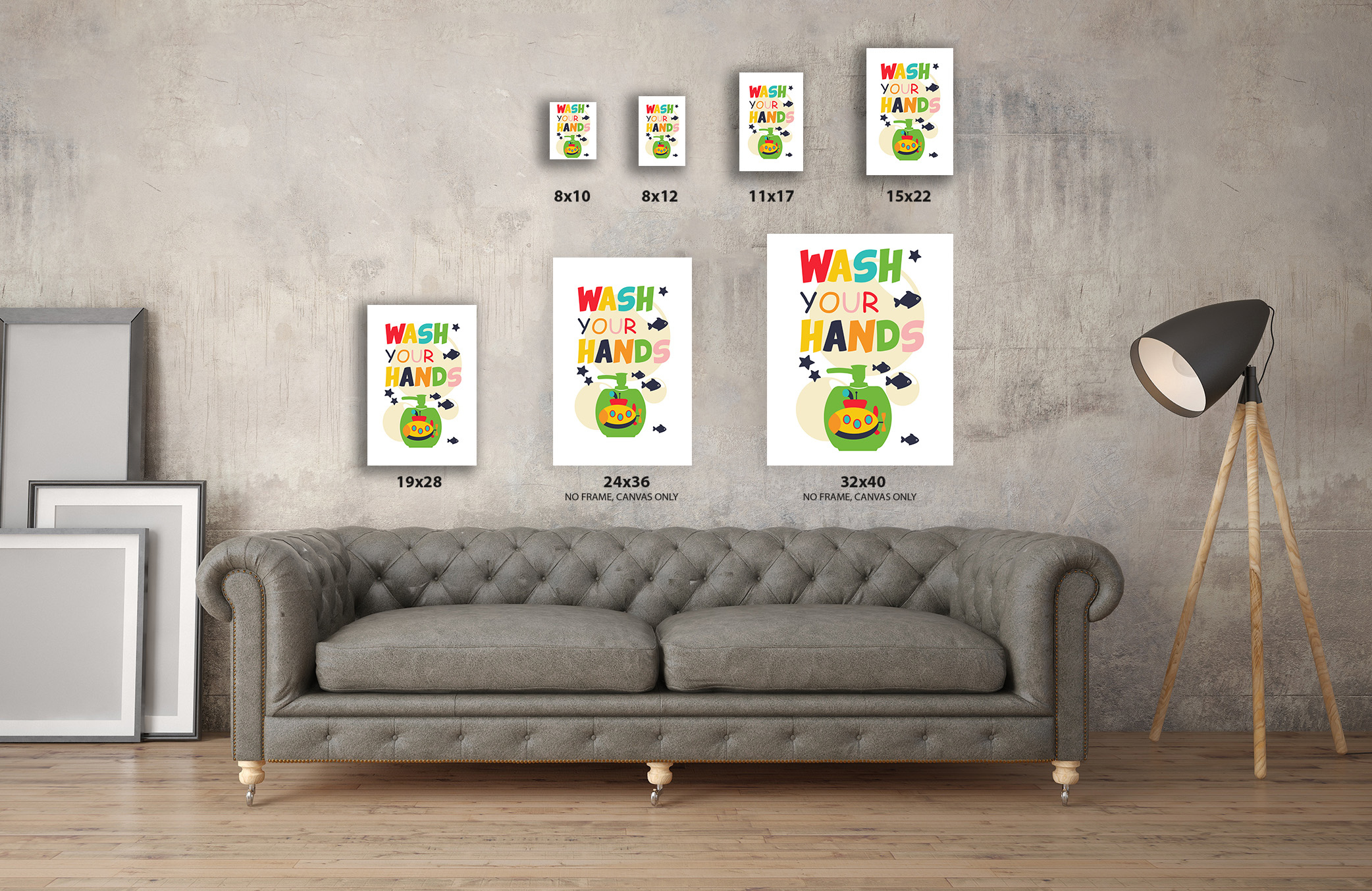 Awkward Styles Wash Your Hands Printed Quotes for Children Wash Your Hands Canvas Wall Decor Colorful Art Decals Wall Art for Home Gifts Kids Bathroom Decor Bathroom Framed Wall Art for Children - image 3 of 7