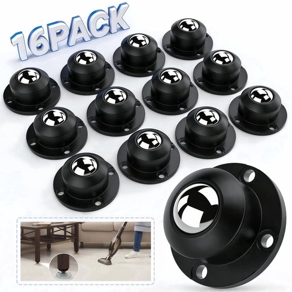 Asunby 16 Pcs Self Adhesive Caster Wheels, 360° Swivel Adhesive Mini Casters, No Drill Stick on Wheels for Storage Box, Furniture, Small Appliances