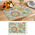 thumbnail image 6 of Retro Boho Floral Placemats Set of 8, Yellow Orange Flower Leaf Abstract Teal Non-Slip Place Mats Washable Table Mats for Kitchen Dining Table Decorations Indoor/Outdoor, 6 of 9