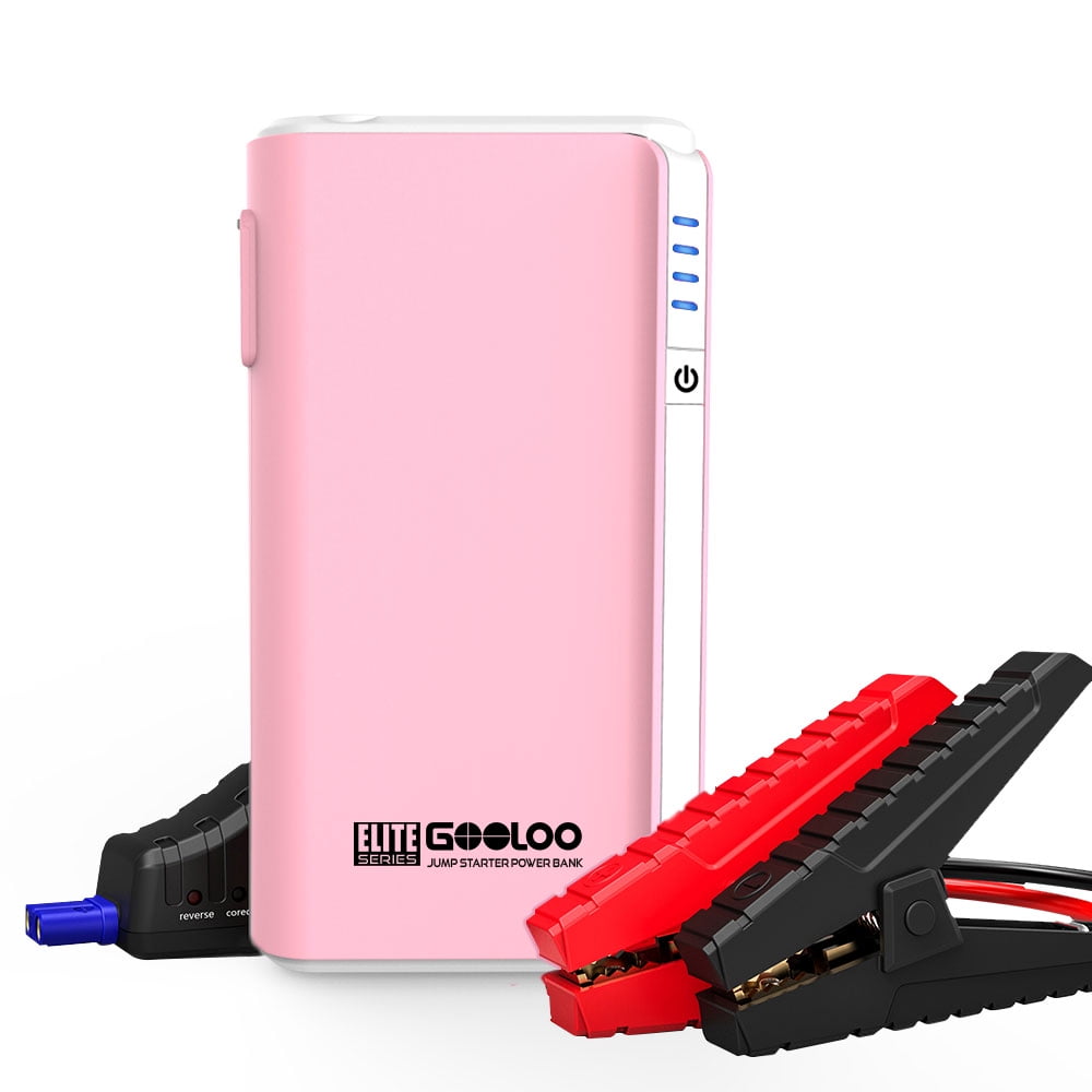 GOOLOO GP80 800A Peak SuperSafe Car Jump Starter for 4.5L Gas Engine 12V Auto Battery Booster Charger Portable Power Pack Pink
