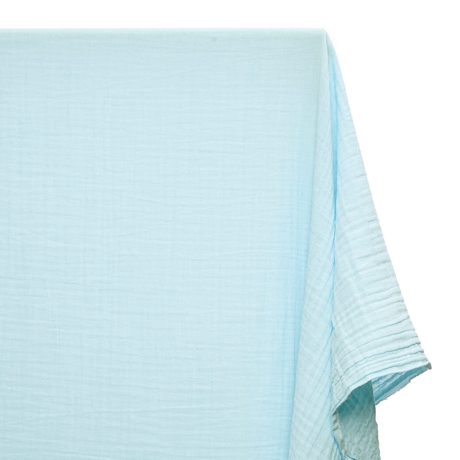 Double Cotton Gauze Hypoallergenic Lightweight Leno Crinkle Fabric By The Yard - For Sewing Apparel, Accessories, & Décor - Baby Blue (5 Yards)