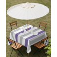 thumbnail image 3 of Outdoor Tablecloth with Umbrella Hole, Purple Grey Striped Spillproof Waterproof Outdoor Table Cover, Minimalist Farmhouse Stripe Patio Tablecloths for Party/Garden/Picnic, Square 60"x60", 3 of 9