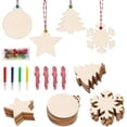 thumbnail image 1 of OurWarm 40 piezas de adornos navideños de madera, rebanadas de madera sin terminar con agujeros para niños, manualidades, centros de mesa, decoraciones colgantes de vacaciones, 4 estilos Zhivalor HZ-062, 1 of 8