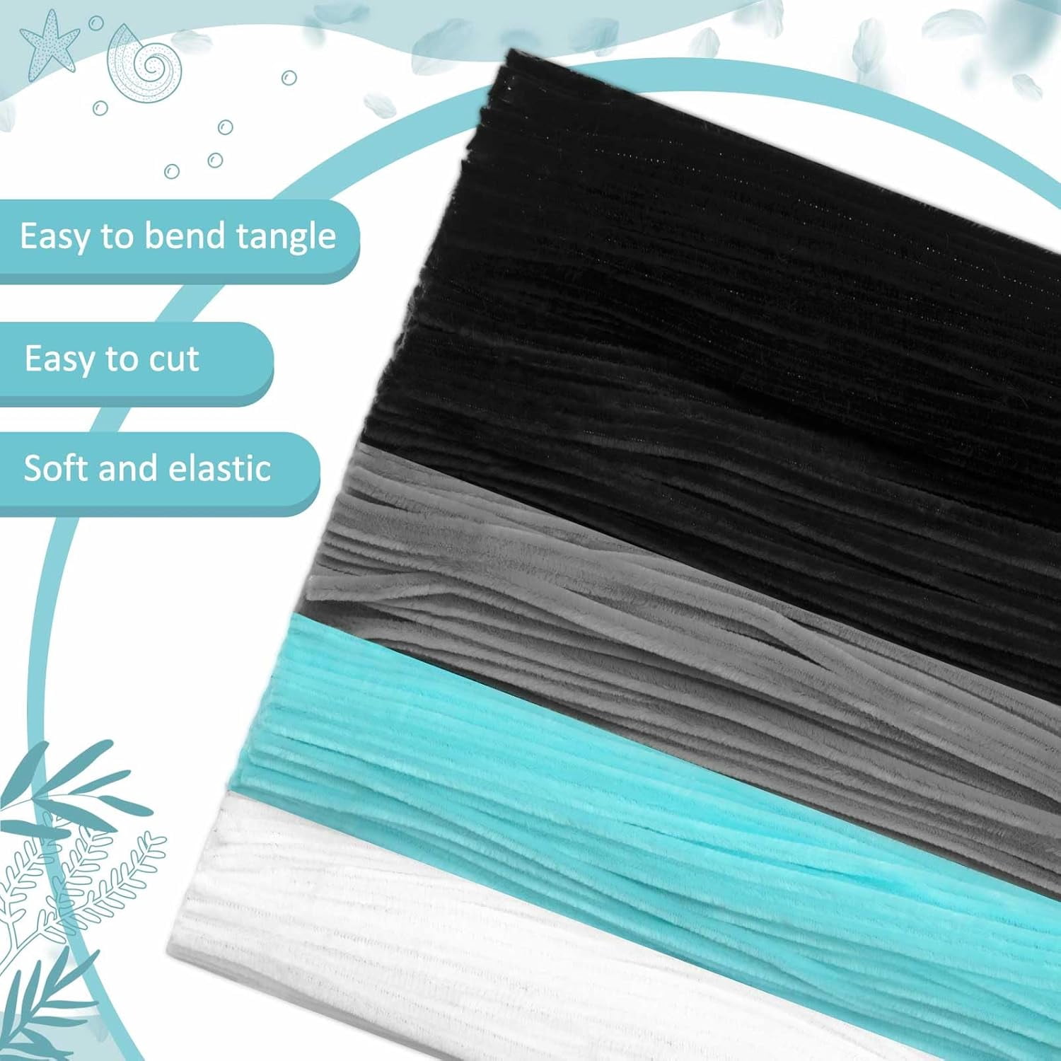 EP 500 Pieces Pipe Cleaners Chenille Stems for Flowers Craft Supplies Bulk Fluffy Fuzzy Sticks for DIY Art Projects Creative Gift Wrapping Party Decorations(Dark Gothic,12 Inch)