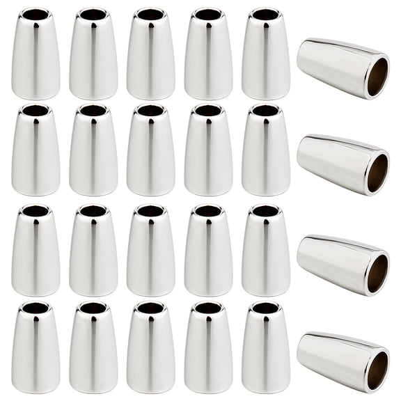 1bag 40pcs Metal Bell Stopper Conical Bells Cord Rope Locks Fastener Ends Zipper Pull Ends Toggle Clip Cone Cord Lock for Lanyard Backpack bag Clothing Silver 4x7x13mm