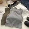 thumbnail image 3 of New Women Sexy Sleeveless U Neck Camisole Tops Vest Bra Solid Color Top Female Summer with Chest Pad Slim Bottoming Tops, 3 of 5