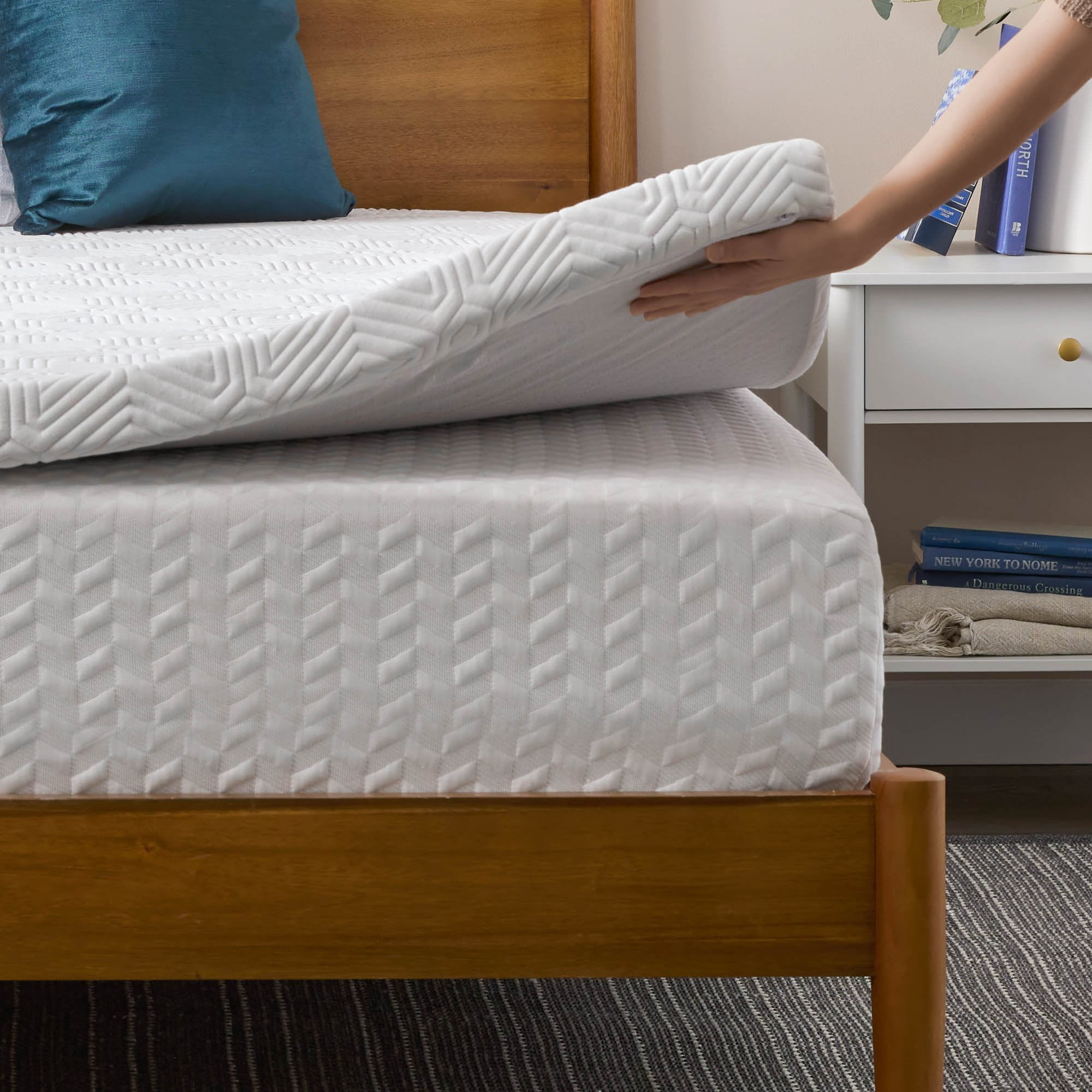 Lucid Charcoal and Gel Covered Memory Foam Mattress Topper, 2 inch, Twin XL