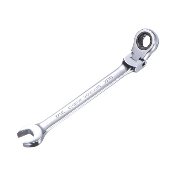 Herramienta de llave combinada de trinquete de cabeza flexible Unique Bargains de 7/16" SAE 72 dientes y 12 puntos
