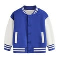 thumbnail image 1 of Jackets for Girls Child Autumn Winter Keep Warm Long Sleeved Color Block Baseball Dark Blue Teen Girl Fall Tops ,8-9 Years, 1 of 5