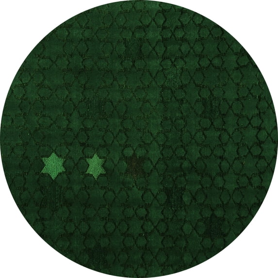 Ahgly Company Indoor Round Abstract Green Modern Area Rugs, 3' Round