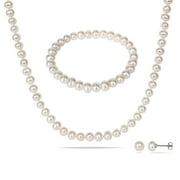 Everly Women's Cultured Pearl Brass Jewelry Set