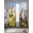 thumbnail image 4 of Sheer Curtain Panels Bunny Voile Window Curtains Watercolor Daisy Spring Flowers Window Treatments Ligh Filtering Privacy Curtain Drapes for Bedroom Living Room 2 Panel Set 108 Inch Length, 4 of 9