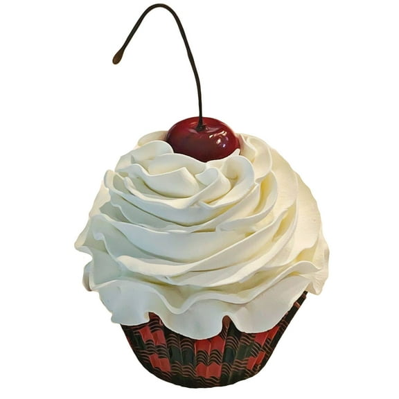 DEZICAKES Fake Cupcake Black & Red Buffalo Plaid  Vanilla Cupcake Prop Decoration Dezicakes