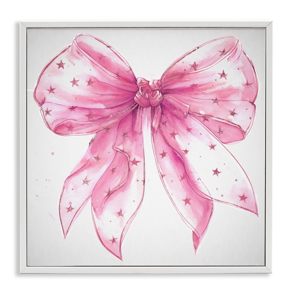Stupell Industries Fabulous Pink Bow Fashion Painting White Framed Art Print Wall Art, 24 x 24