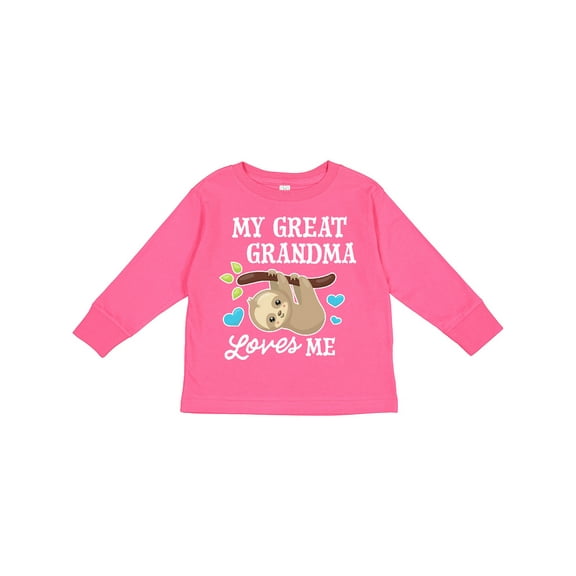 Inktastic My Great Grandma Loves Me with Sloth and Hearts Boys or Girls Long Sleeve Toddler T-Shirt