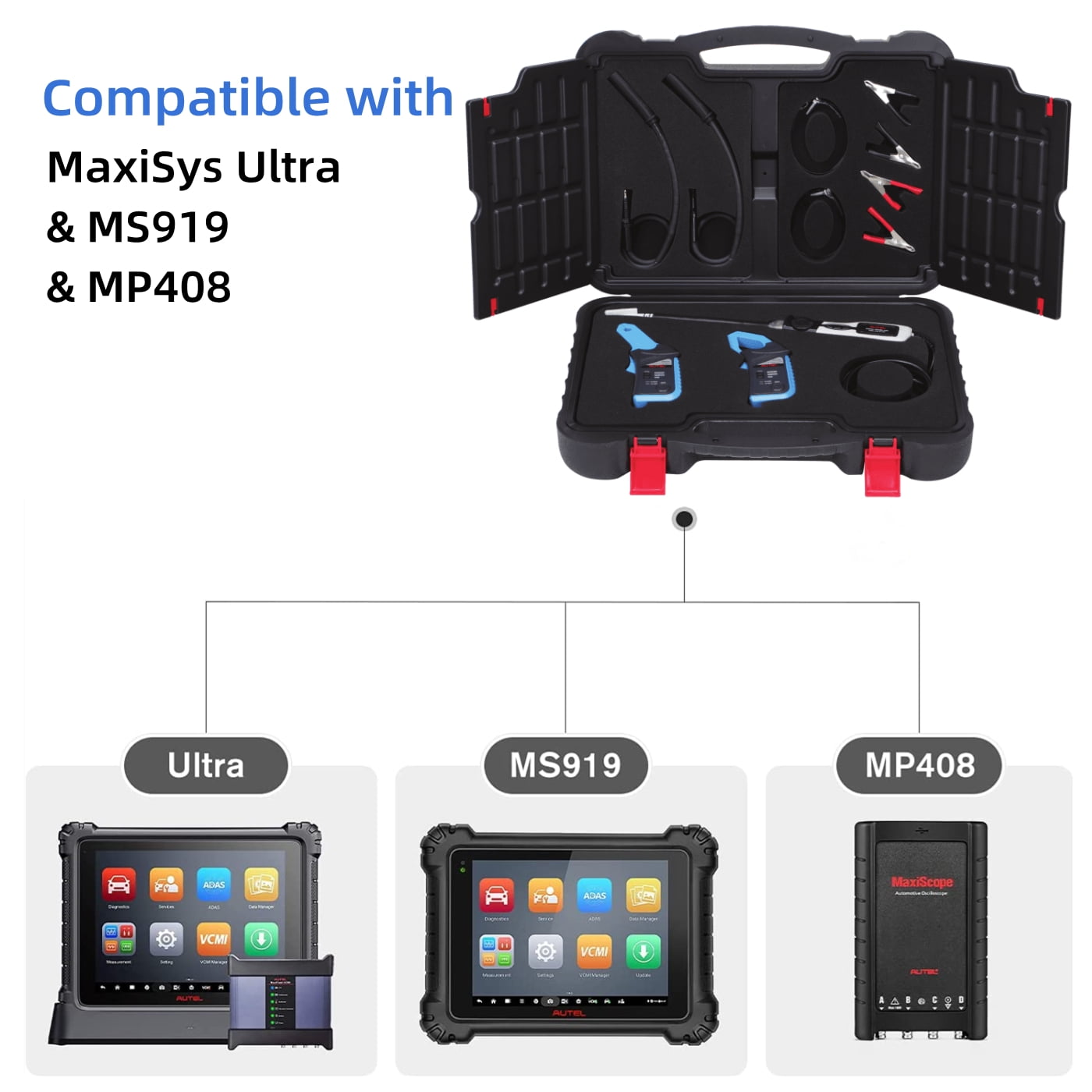 Autel MaxiSYS MSOAK Oscilloscope Accessory Kit Compatible With MaxiFlash VCMI, MS ULTRA, MS919 and MP408, Includes 65A/650A AC/DC Current Clamp, Coil on Plug Probe, HT Extension Lead and Battery Clip