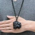 thumbnail image 2 of GKNET Black Obsidian Wealth Mother Elephant Pendant Necklace Men Women Party Acces_yi, 2 of 6